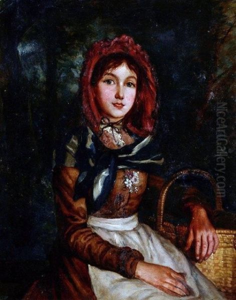 Portrait Of A Young Country Girl Oil Painting by G. Le Tellier