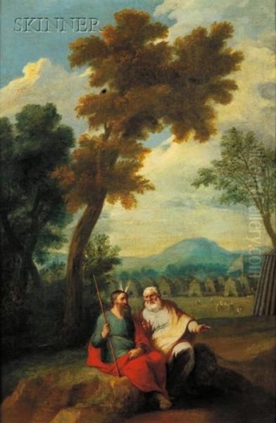 Moses And Aaron Oil Painting by Pierre Le Tellier