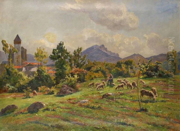 Vue De Saint-bertrand-de-comminges Oil Painting by Ernest Le Vilain