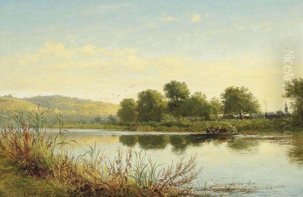 Streatley On Thames Oil Painting by Benjamin Williams Leader