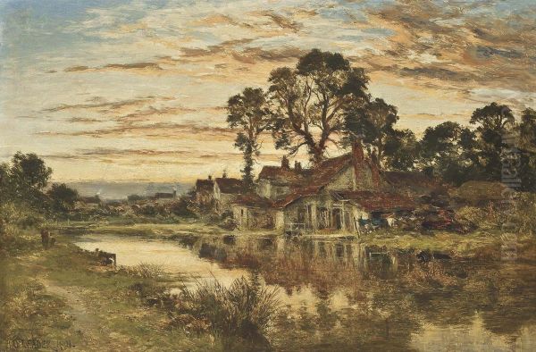 The Tillingbourne Stream, Surrey Oil Painting by Benjamin Williams Leader