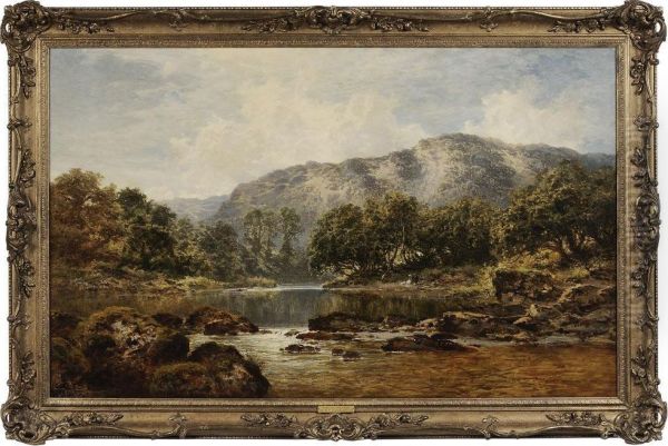 On The Lledr, North Wales Oil Painting by Benjamin Williams Leader