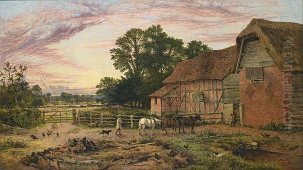 Evening: Return To The Homestead Oil Painting by Benjamin Williams Leader