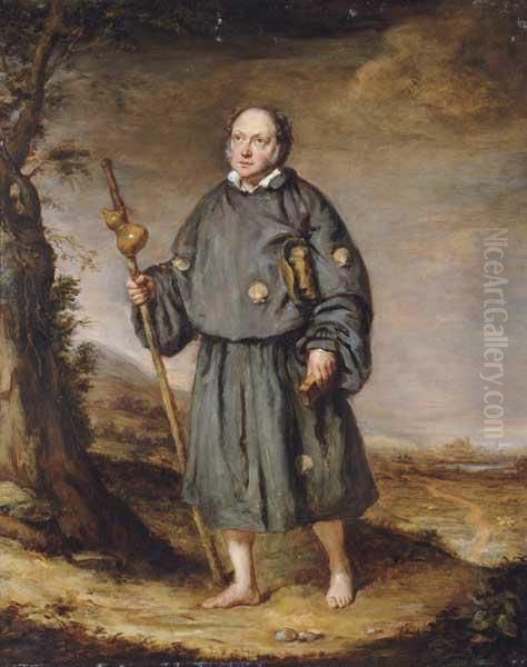 Portrait Of A Gentleman As A Pilgrim Oil Painting by Edward Daniel Leahy