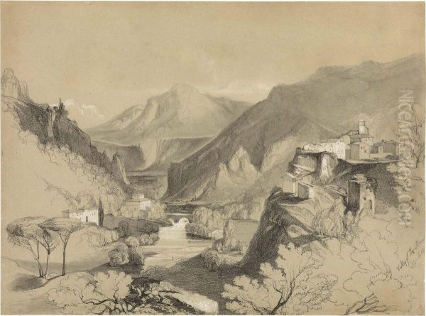 A View Of The Valley Of The Nera, Near Rome Oil Painting by Edward Lear