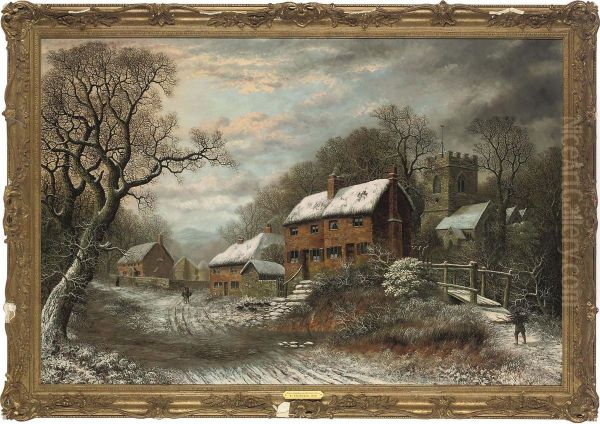 Winter At Littleham, Near Exmouth, Devon Oil Painting by Charles Leaver