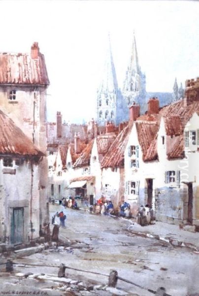 Continental Street Scene Oil Painting by Noel Henry Leaver