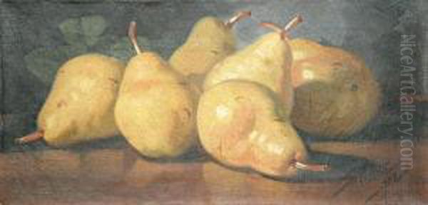 Still Life Of Pears On A Table Oil Painting by Edward Chalmers Leavitt