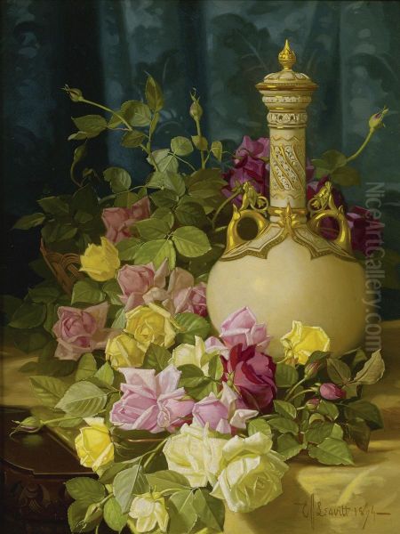 Still Life With Gilded Vase Oil Painting by Edward Chalmers Leavitt