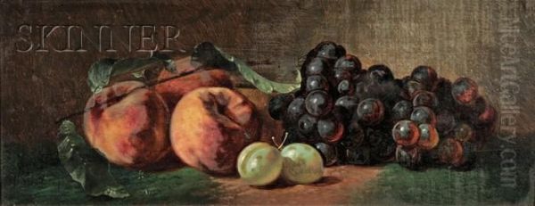 Still Life With Peaches And Grapes Oil Painting by Edward Chalmers Leavitt