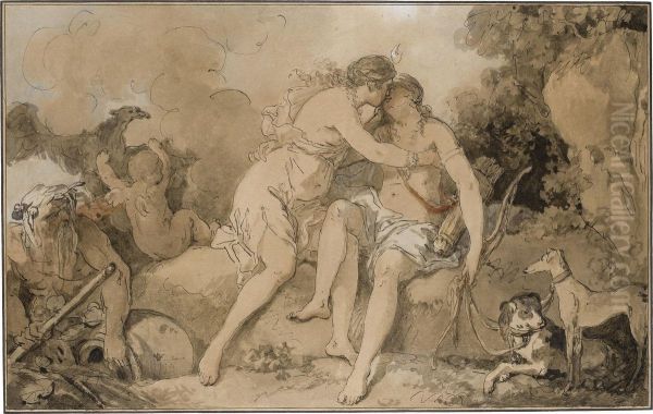 Jupiter Assuming The Form Of Diana To Seduce Callisto Oil Painting by Jean Jacques Francois Le Barbier