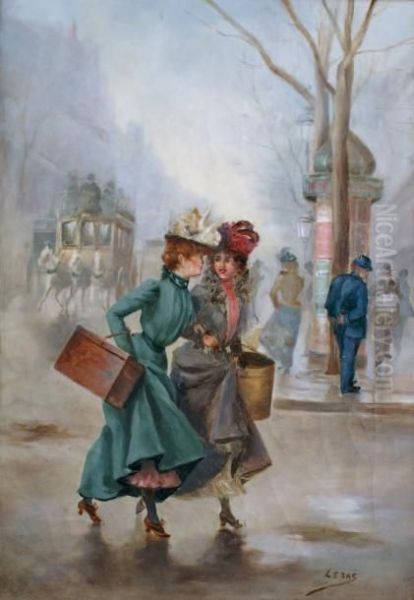 Elegante Sur Le Boulevard Oil Painting by Leonie Lebas