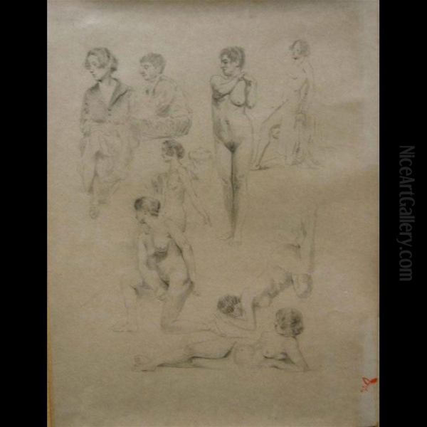 Nudes And Figural Studies Oil Painting by Leon Lebegue