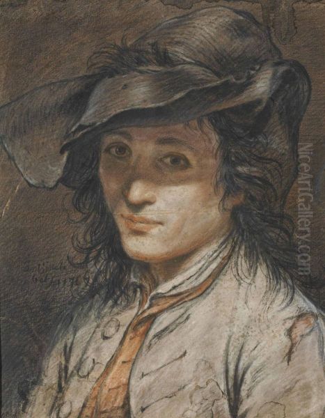 Portrait D'homme Au Chapeau Oil Painting by Antoine Lebel