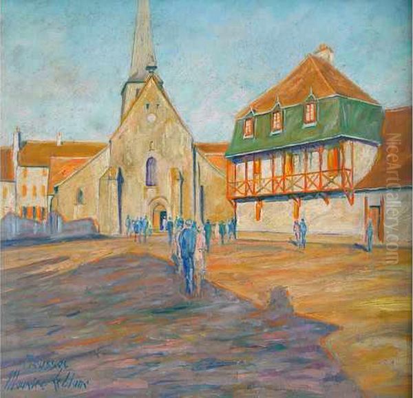 place De Leglise A Boussac  Oil Painting by Maurice Leblanc