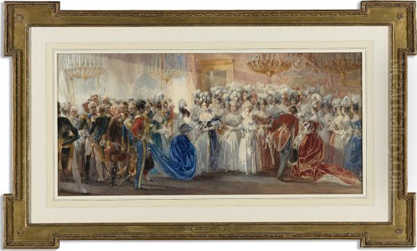 Queen Adelaide's First Drawing Room Oil Painting by Theodore Leblanc