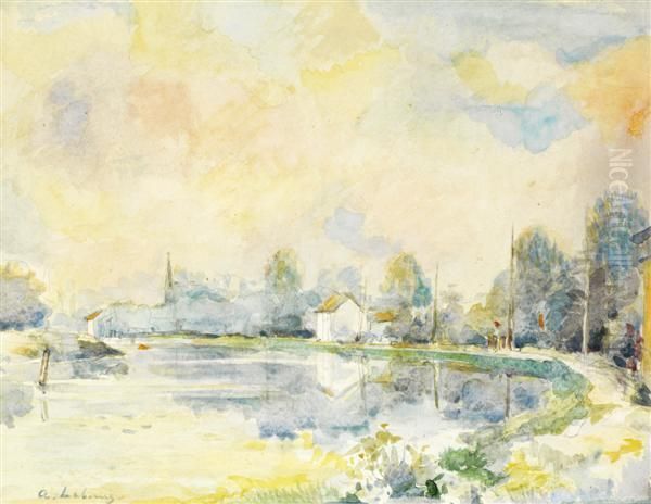 Bord De Seine Oil Painting by Albert Lebourg