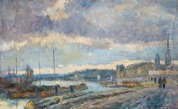 Le Port De Rouen Oil Painting by Albert Lebourg