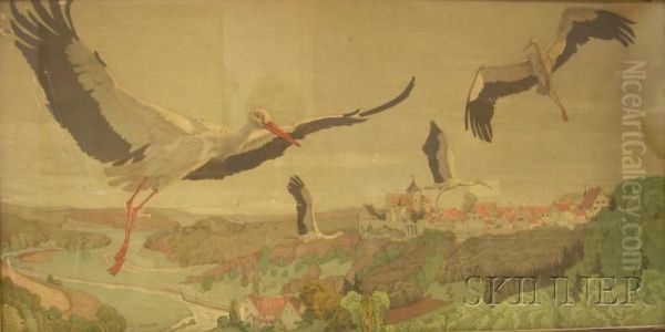 Storks Oil Painting by Georg Lebrecht