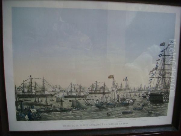 Visite De La Flotte Anglaise A Cherbourg En 1865 Oil Painting by Louis Lebreton