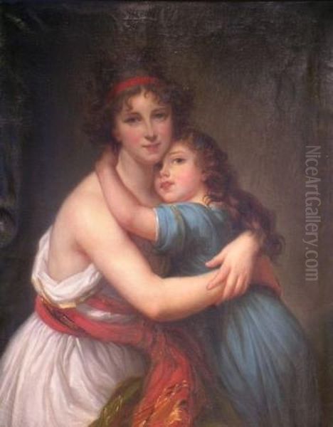 Self-portrait Of The Artist With Her Daughter Oil Painting by Marie Lebrun