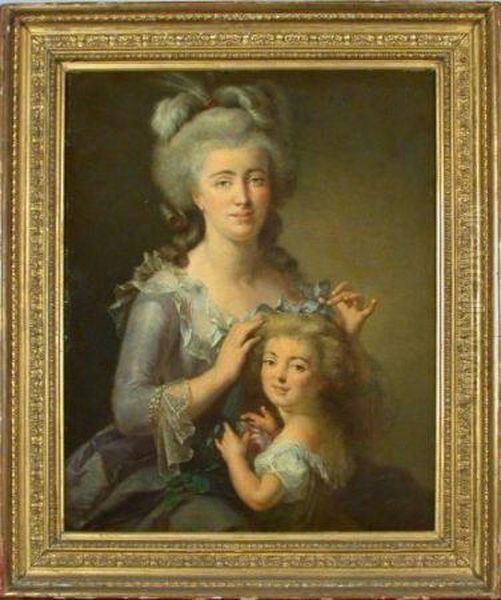 Portrait Of A Mother And Child Oil Painting by Marie Lebrun