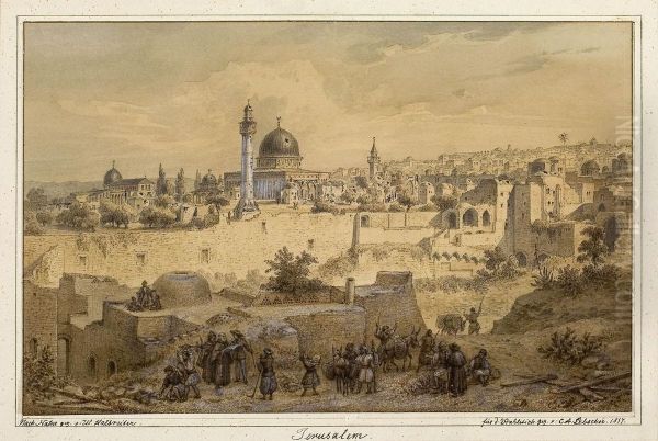 Ansicht Auf Jerusalem Oil Painting by Carl August Lebschee