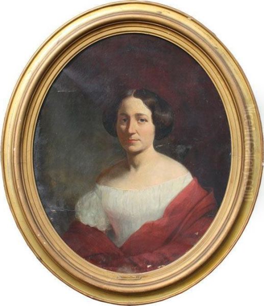 Portrait Of Aunt Lydia Sprague Oil Painting by Thomas Leclear