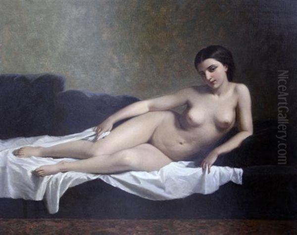 Reclining Nude Oil Painting by Emile Carolus Leclercq