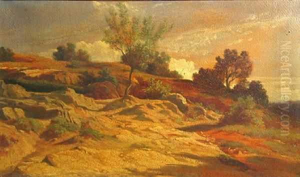 A Rocky Landscape In Strong Sunlight Oil Painting by Charles Joseph Lecointe