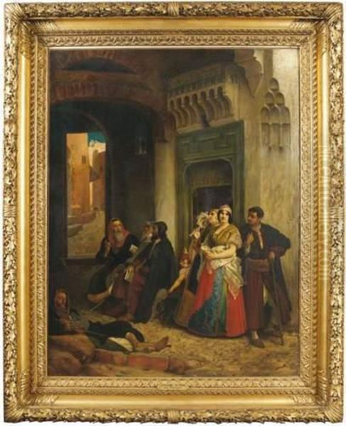 Les Orientales, Dans Le Quartier Juif Au Maroc Oil Painting by Jean-Jules-Antoine Lecomte du Nouy