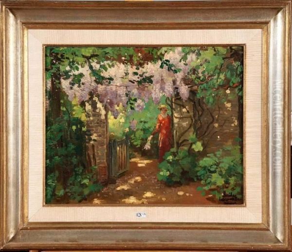 Elegante Au Jardin by Emile Lecomte