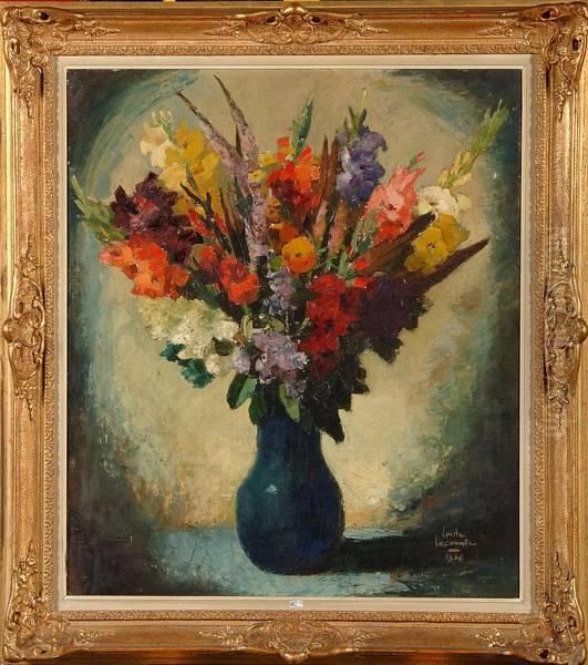 Vase De Fleurs Oil Painting by Emile Lecomte