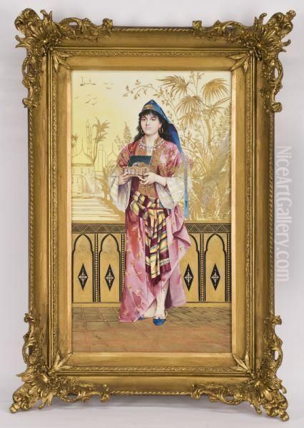 Orientalist Portrait Oil Painting by Felix Lecomte