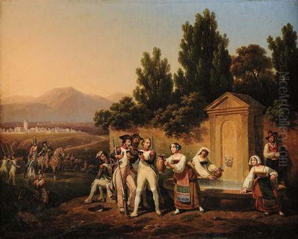 Truppe Napoleoniche Nella Campagna Laziale Oil Painting by Hippolyte Lecomte