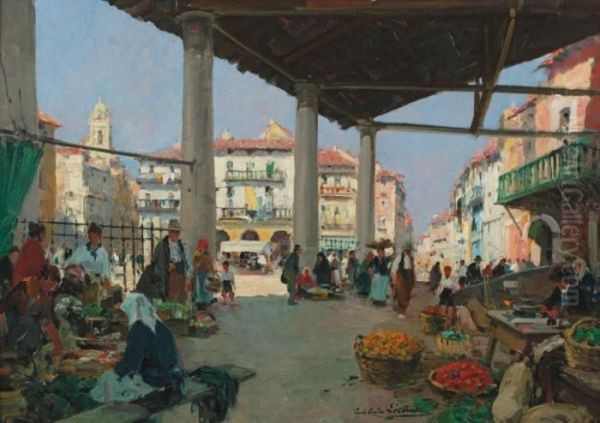 Marche A Albacete Oil Painting by Paul Emile Lecomte