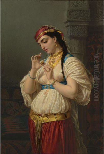 Aimee, A Young Egyptian Oil Painting by Charles Emile Hippolyte Lecomte-Vernet