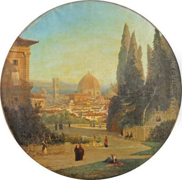 Vue Panoramique De La Cathedrale De Florence Oil Painting by Louis Auguste G. Leconte De Roujou