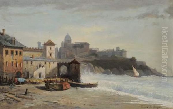 Peche Oil Painting by Louis Auguste G. Leconte De Roujou