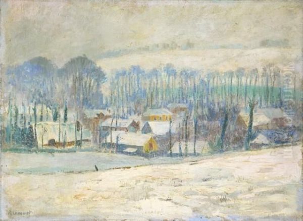 Paysage De Neige Oil Painting by Raymond Louis Lecourt