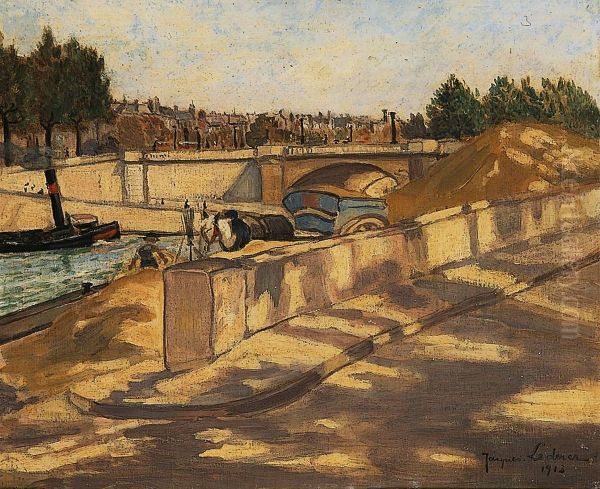 Paris, Le Pont Du Carrousel Oil Painting by Jacques Lederer