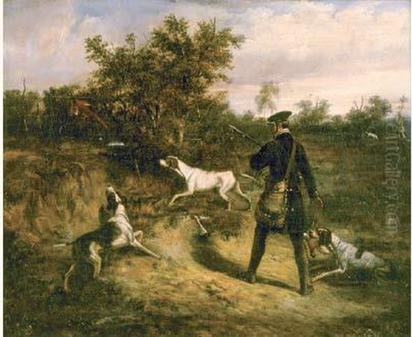 Scene De Chasse Aux Faisans Oil Painting by Philippe Ledieu