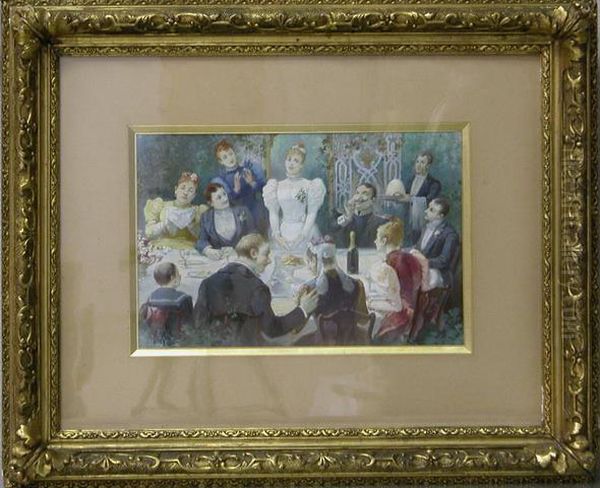 Banquet De Mariage Oil Painting by Auguste Ledoux