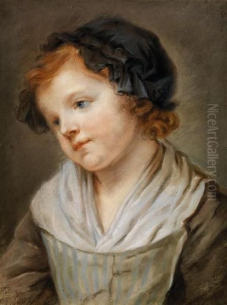 Portrait De Petite Fille En Buste Oil Painting by Jeanne-Philiberte Ledoux