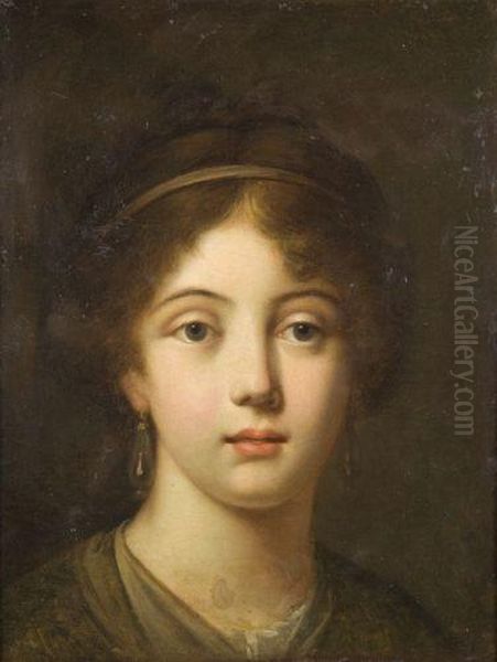 Tete De Jeune Femme Oil Painting by Jeanne-Philiberte Ledoux