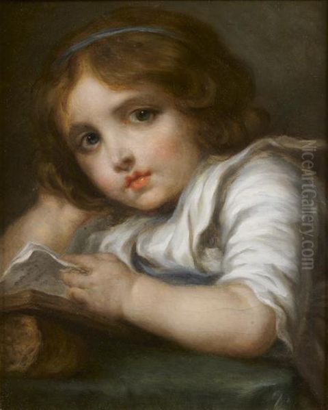 Jeune Enfant Lisant Oil Painting by Jeanne-Philiberte Ledoux