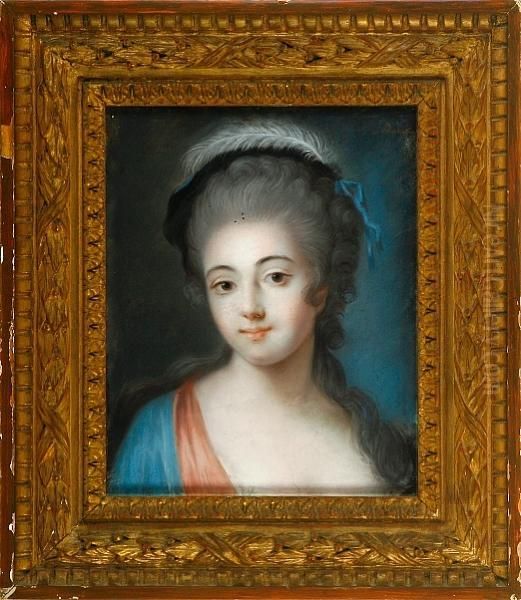 Attributed To: A Portrait Of A Young Lady. Signed Ledoux. Pastel. App. 42 X 33 Cm Oil Painting by Jeanne-Philiberte Ledoux