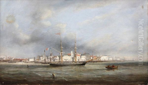 Voiliers Aupres Du Port Oil Painting by Charles Leduc