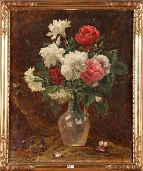 Vase De Roses Oil Painting by Paul Leduc