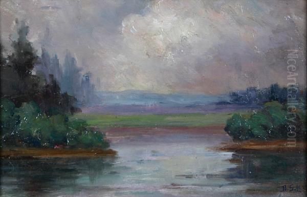 River Scene Oil Painting by Bertha Stringer Lee